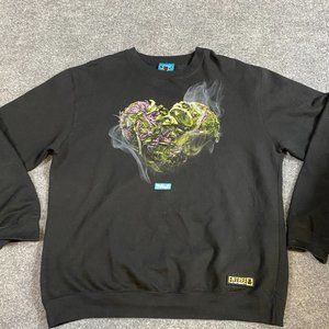 Entree Mens Sweatshirt L Black Bud Heart Pot Weed USA Made